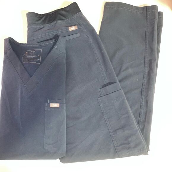 Figs Mens Scrub Set Navy Leon 3 Pocket Top Axim Cargo Pants Size M - Picture 1 of 15